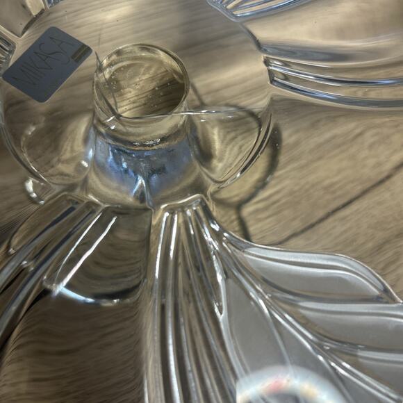 Vintage Mikasa Satin Orchid Footed Cake Plate Serving Platter 14.5 Frosted Glass - Picture 4 of 8